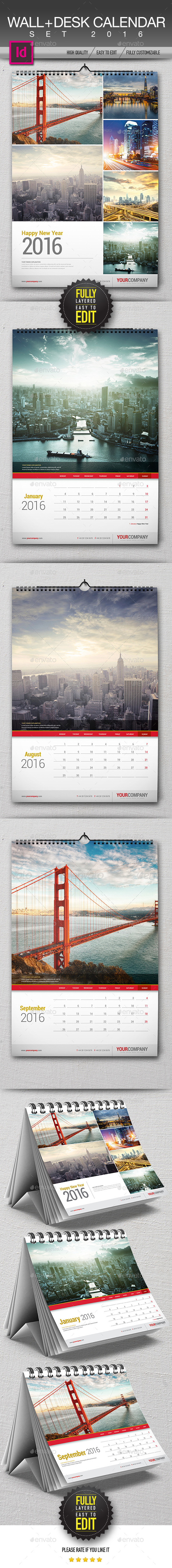 Wall + Desk Calendar 2016
