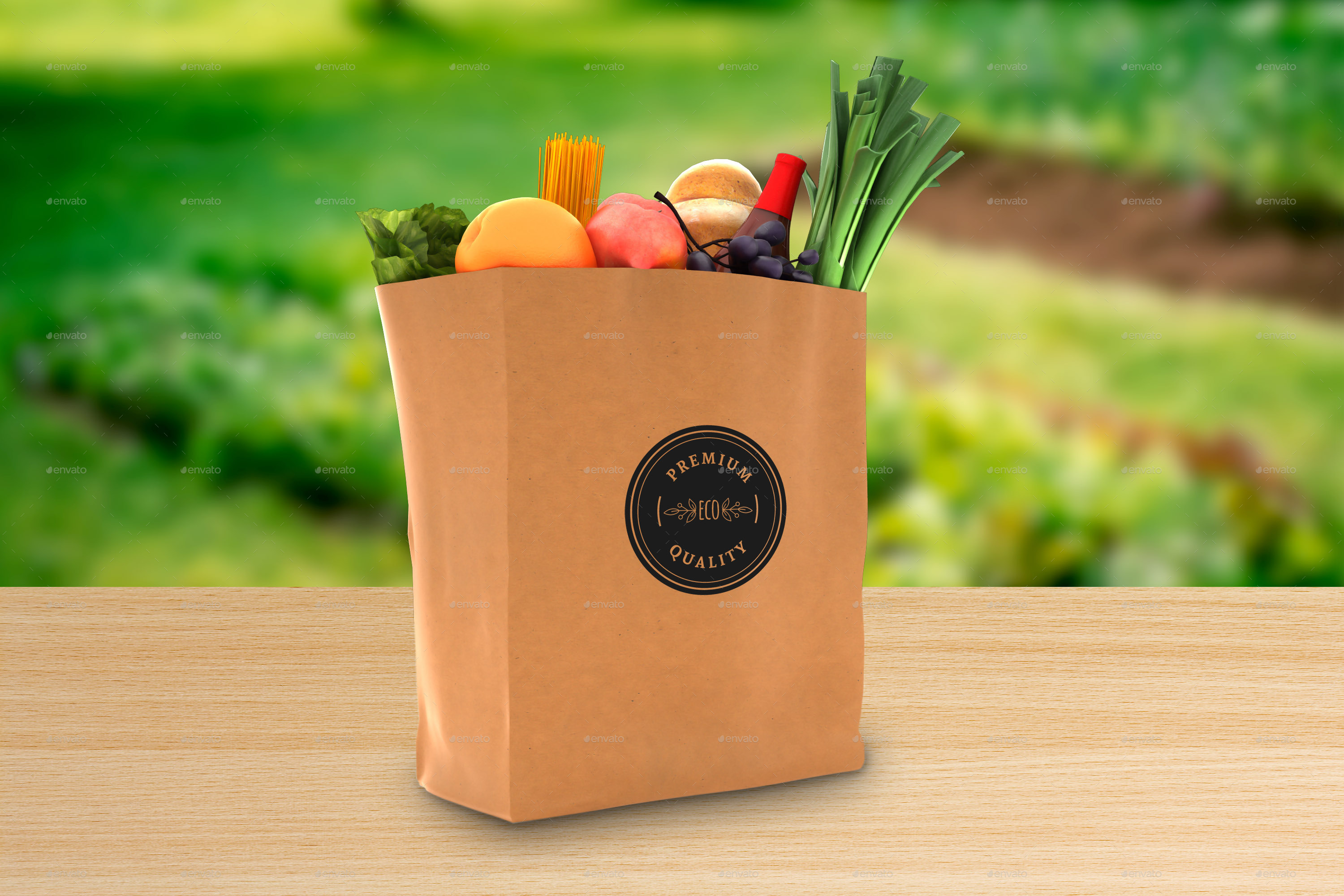 Download Grocery Paper Bag Logo Mockups by shrdesign | GraphicRiver