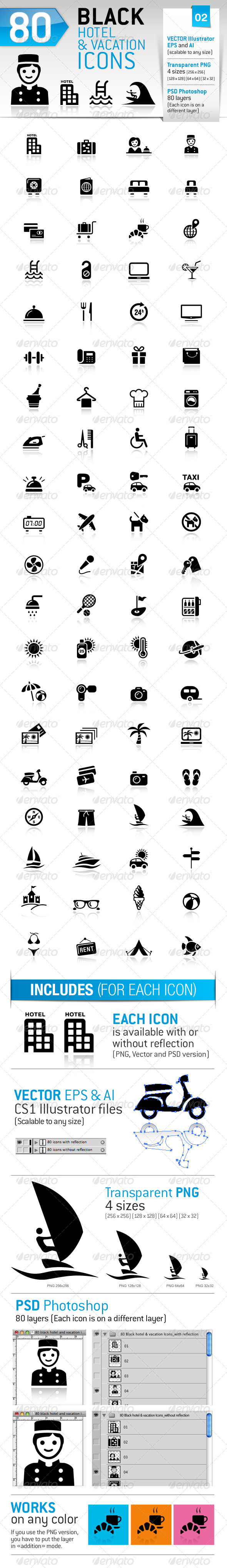 80 Black Hotel And Vacation Icons 80 Black Hotel And Vacation Icons