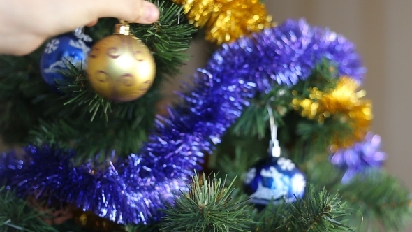 Christmas Decoration Blue And Yellow Balls