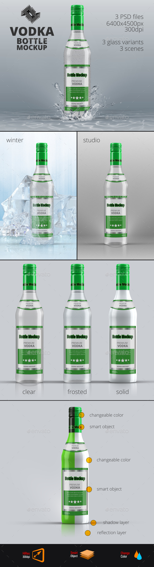 Vodka Bottle Mockup Vol.6