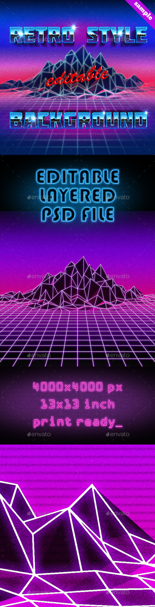 80s Retro Future Editable Background