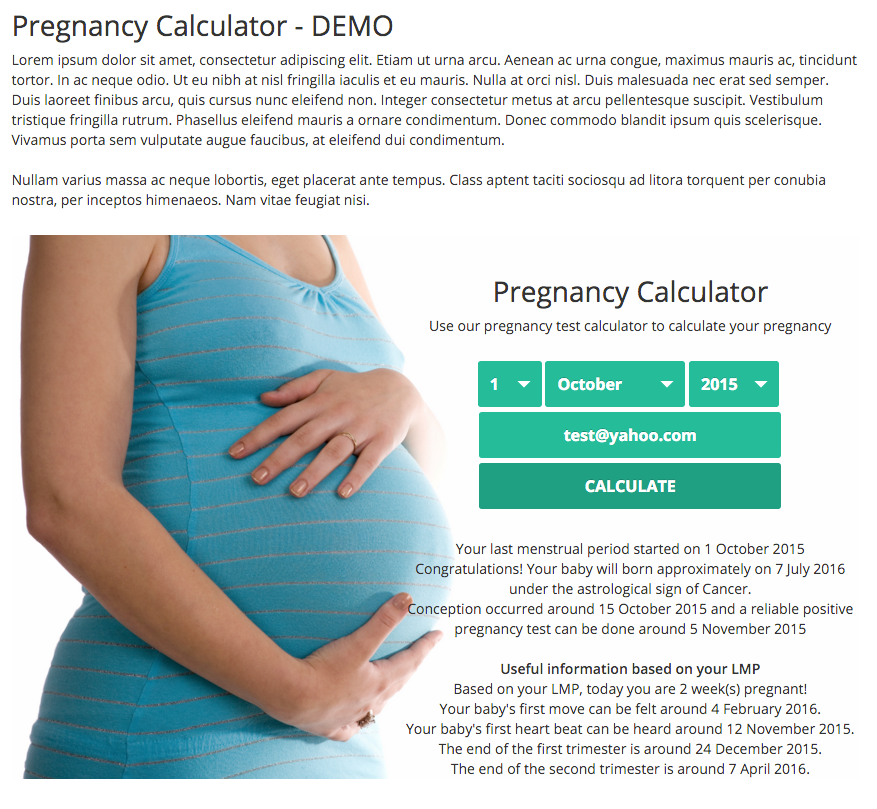 Pregnancy Due Date Calculator for WordPress + Add-ons by ...