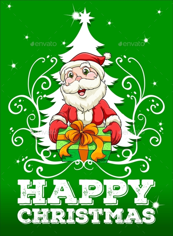 Happy Christmas Card with Santat