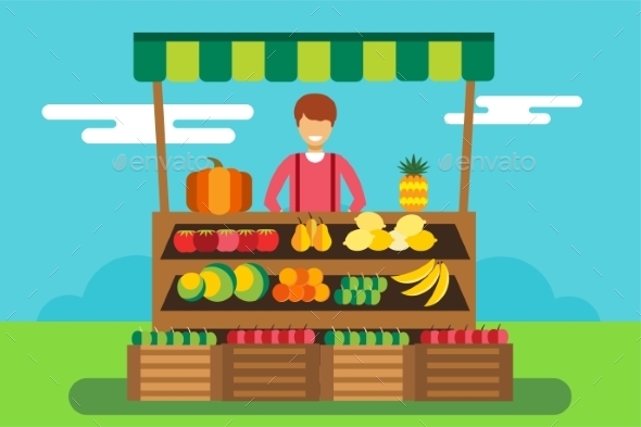 Fruit And Vegetables Shop Stall