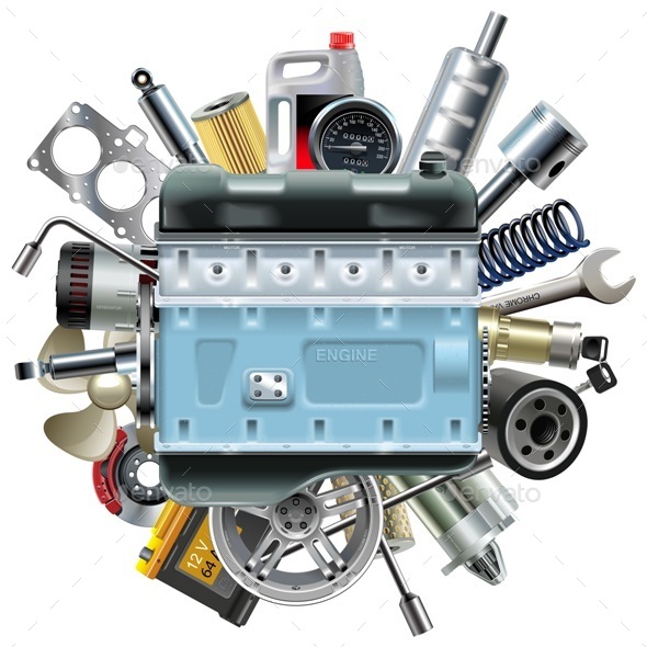 Vector Motor Engine with Car Spares