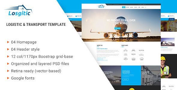 Logistic - Warehouse & Transport PSD template