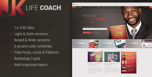 Life Coach - Personal page PSD template
