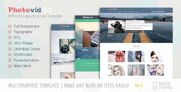 PhotoVid video and photography Blogger Template