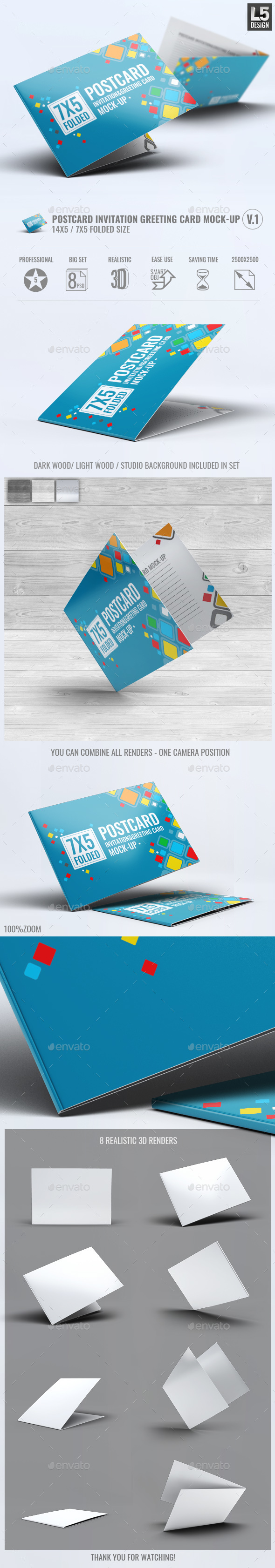 Postcard Invitation Greeting Card Mock-Up V.1