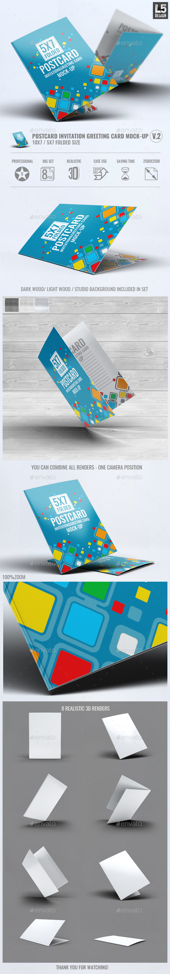 Postcard Invitation Greeting Card Mock-Up V.2