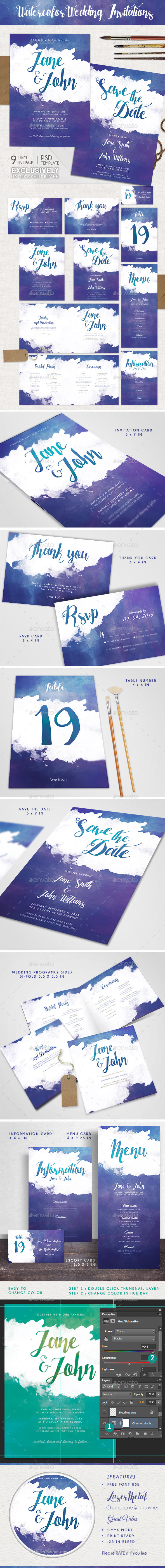 Watercolor Wedding Invitations