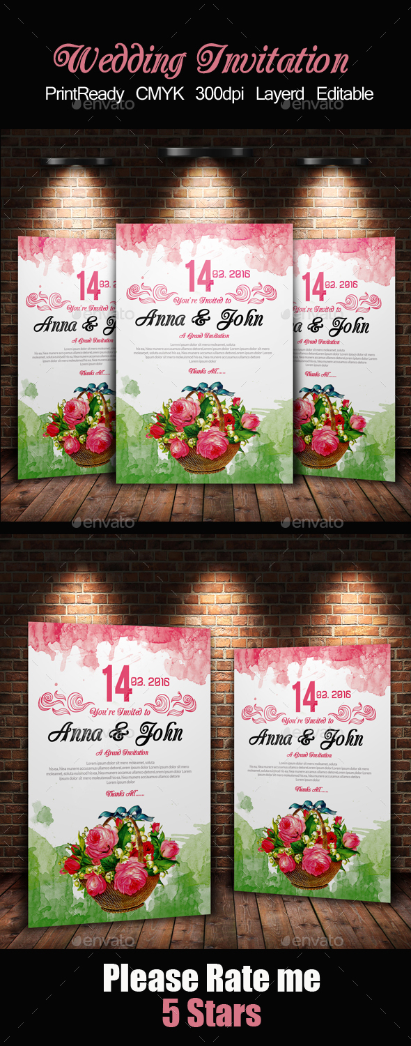 Water Colore & Floral Invitation Card