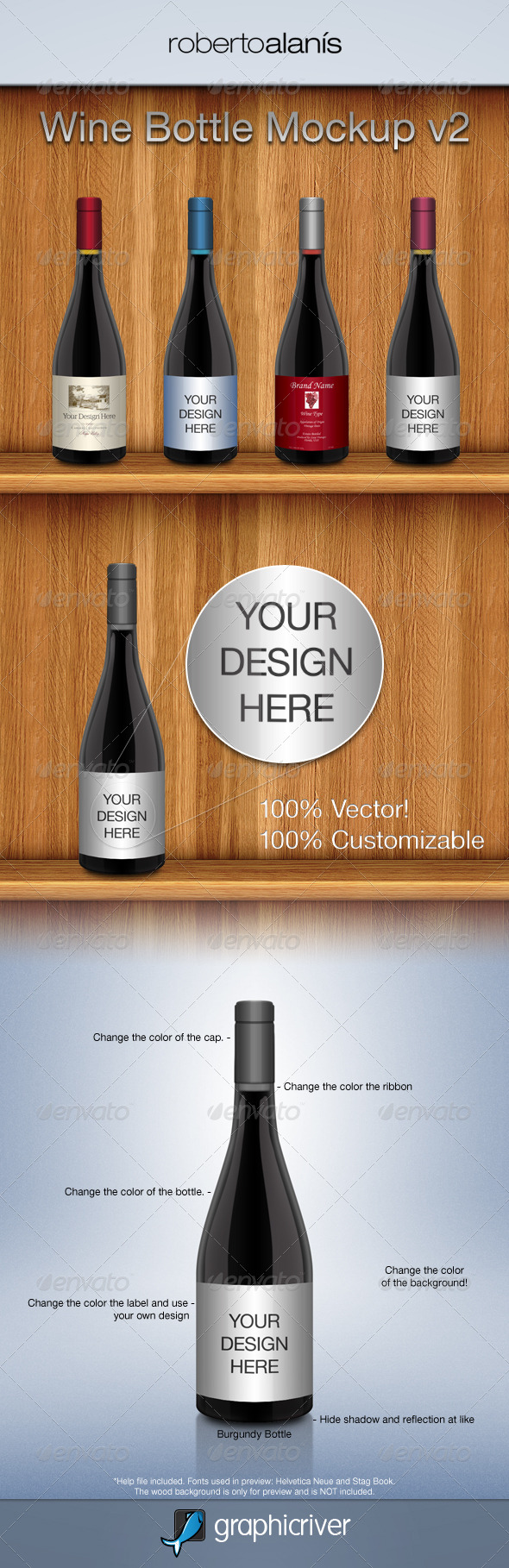 Wine Bottle Mockup V2 Wine Bottle Mockup V2