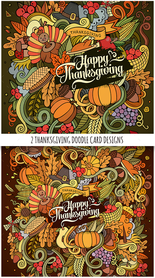 Happy Thanksgiving Doodles Designs