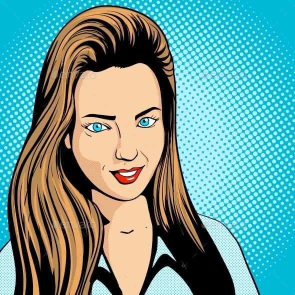 Young Woman Pop Art Retro Vector