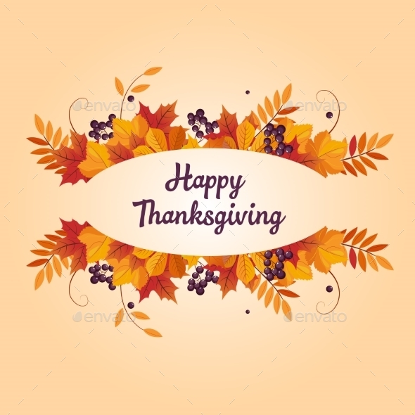 Autumn Thanksgiving Banner With Leaves And Black