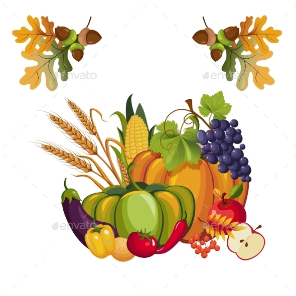 Harvest Of Vegetables And Fruits, With Autumn