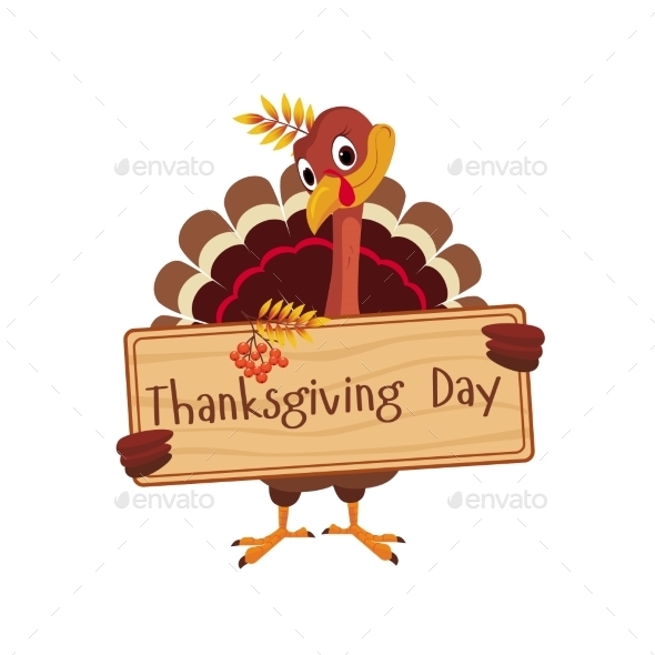 Turkey Holding a Board With Greeting On