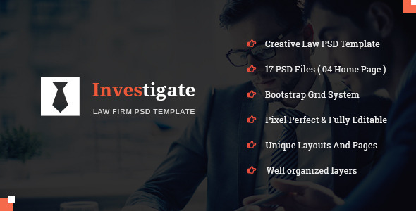 Investigate - Lawyer and Attorney PSD Template