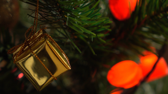 Gift Box On Christmas Tree