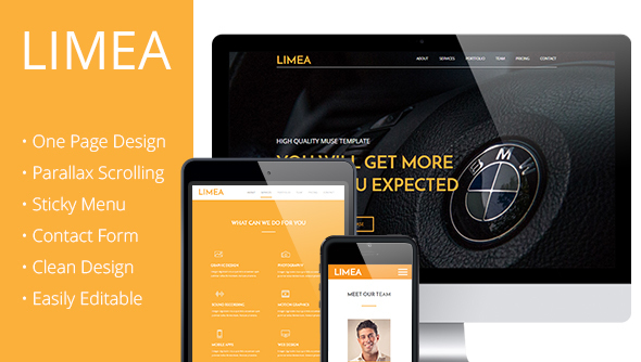 Limea - One Page Parallax Muse Template