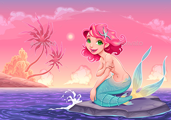 Young Mermaid Near the Shore