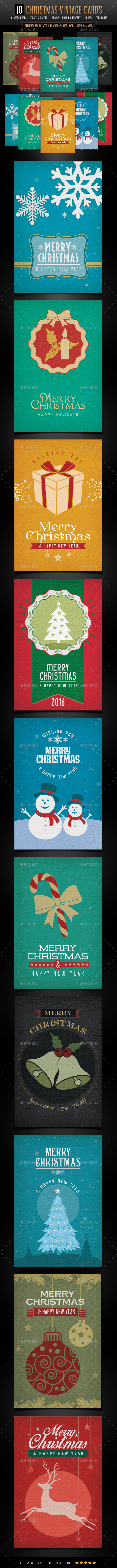 10 Christmas Vintage Cards - Backgrounds