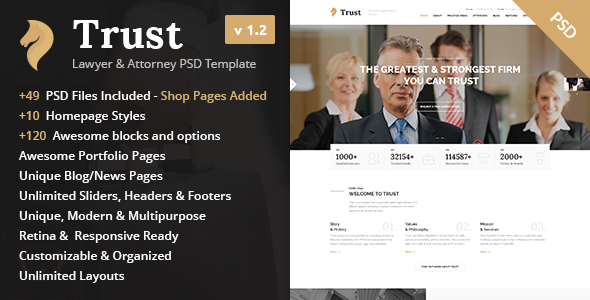 Trust - Lawyer & Attorney Business PSD Template