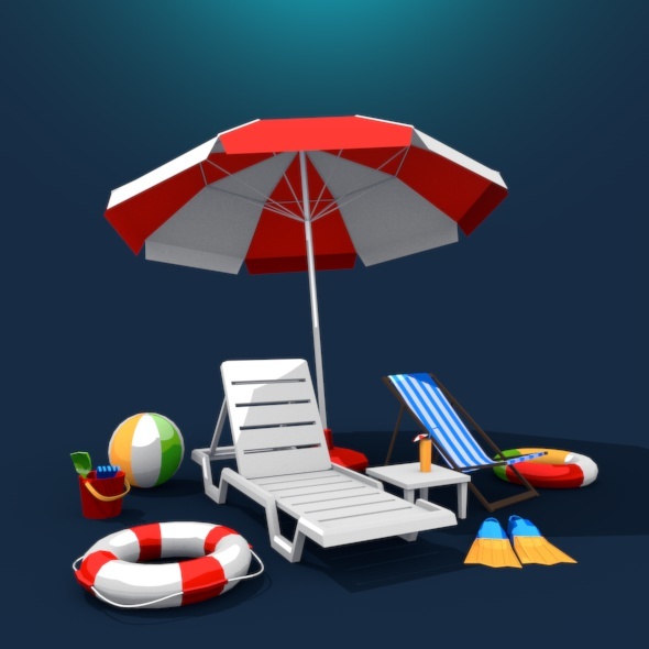 Beach Set - 3DOcean Item for Sale