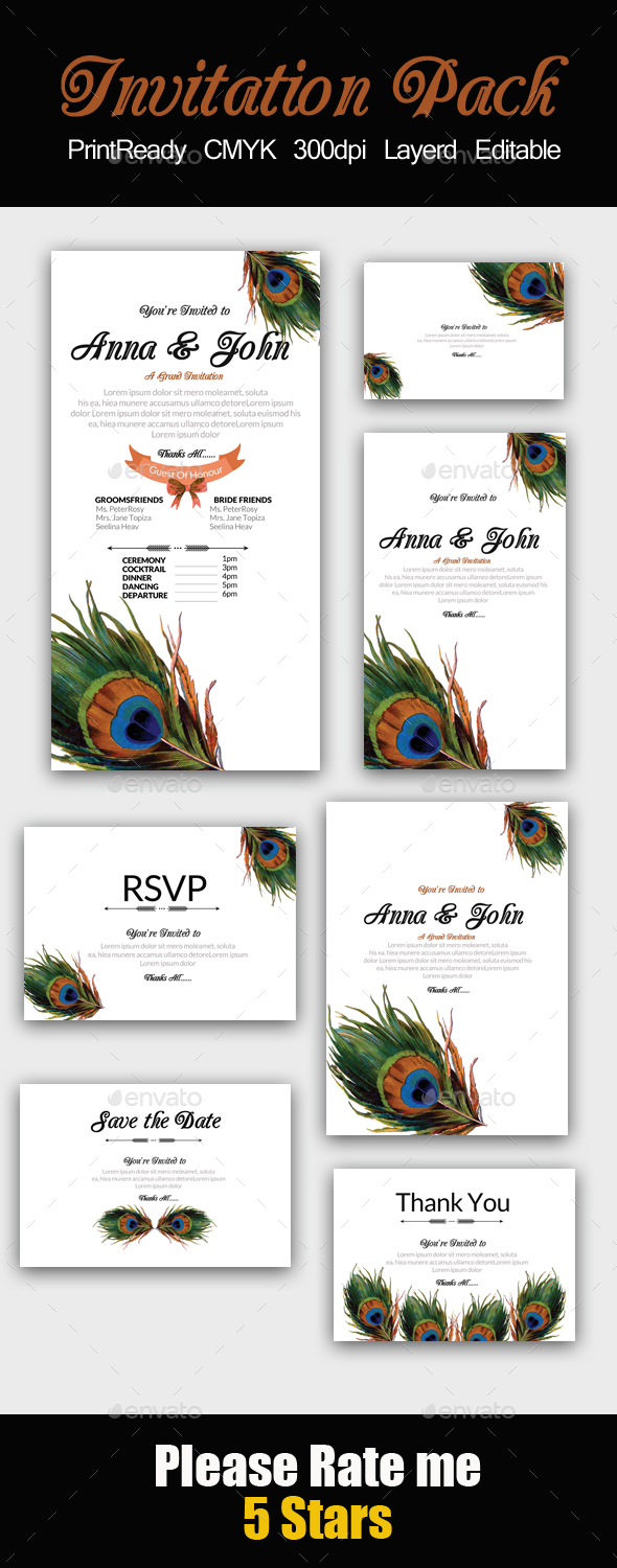 Feathery Invitation Pack