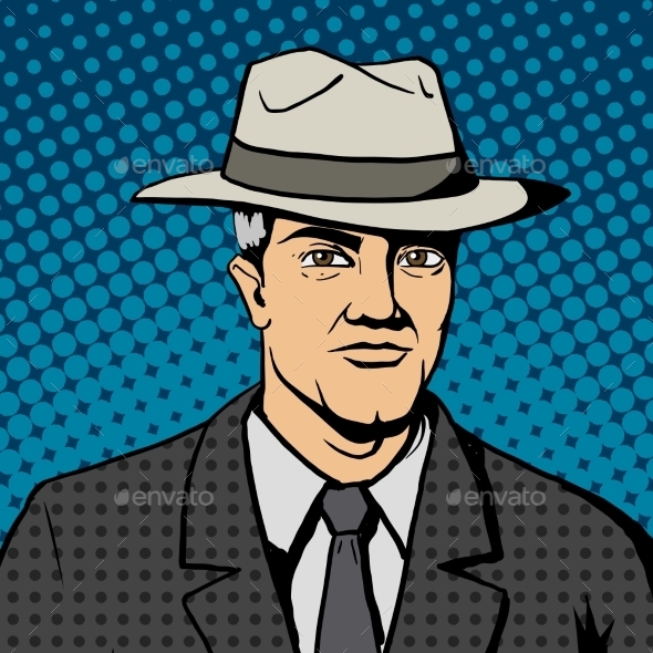 Gangster Man With Hat  Pop Art Vector