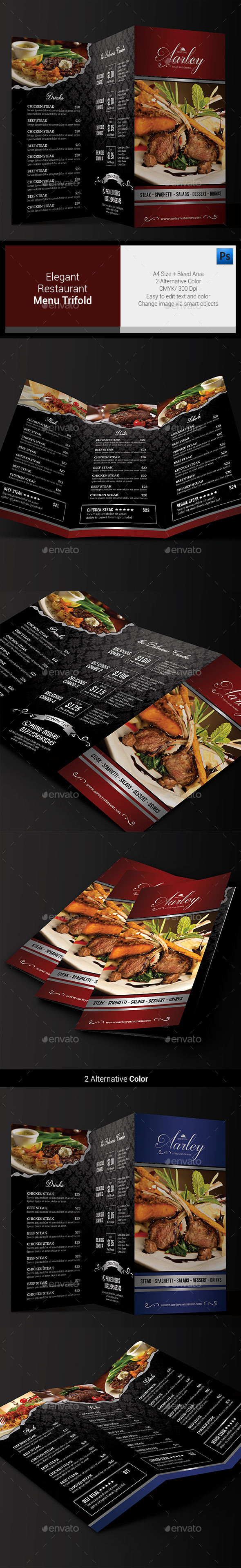 Elegant Restaurant Menu Trifold