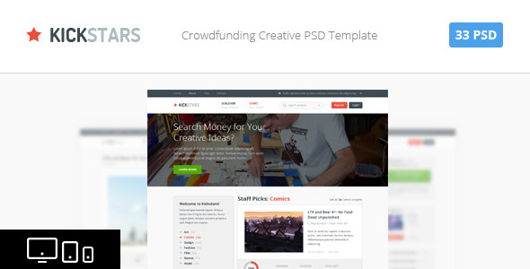 Kickstars - Crowdfunding PSD Template