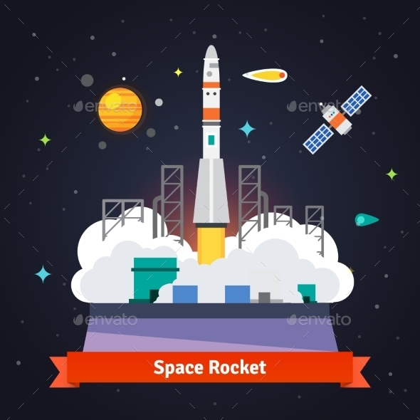 Rocket Launch From Spaceport Pad