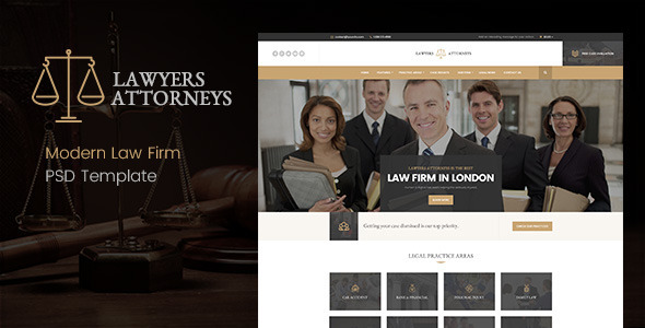 Lawyer Attorneys - Modern Law Firm PSD Template