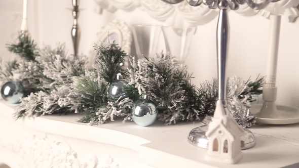 Christmas Decoration White Fireplace