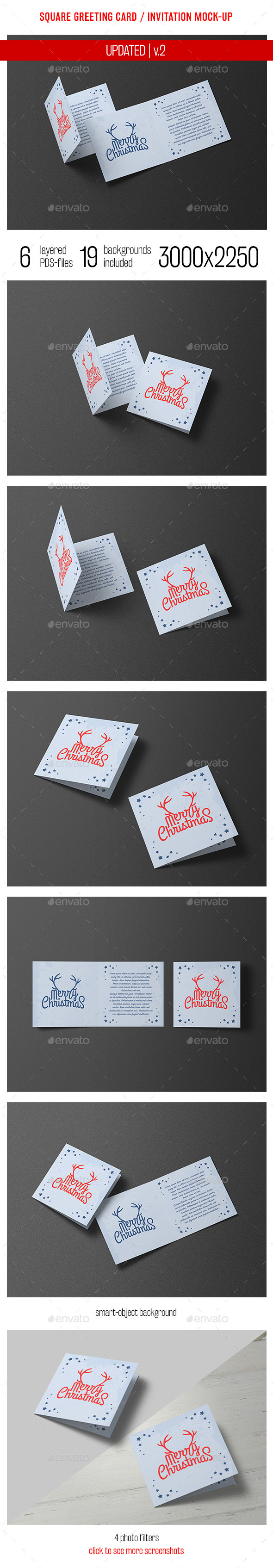 Square Greeting Card and Invitation Mockup