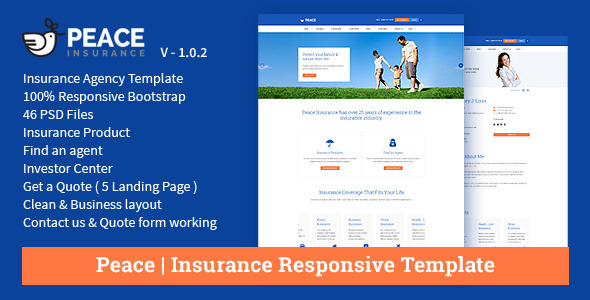 Peace - Insurance Responsive HTML Template.