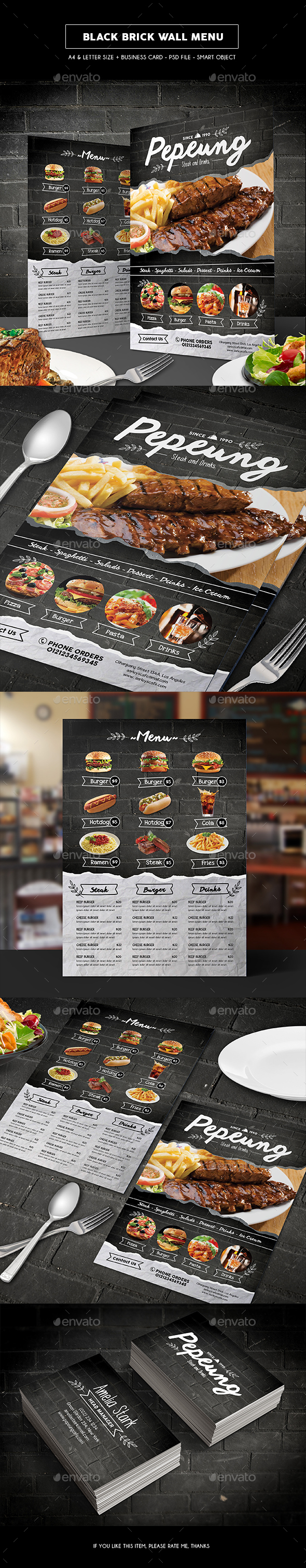 Black Brick Wall Menu