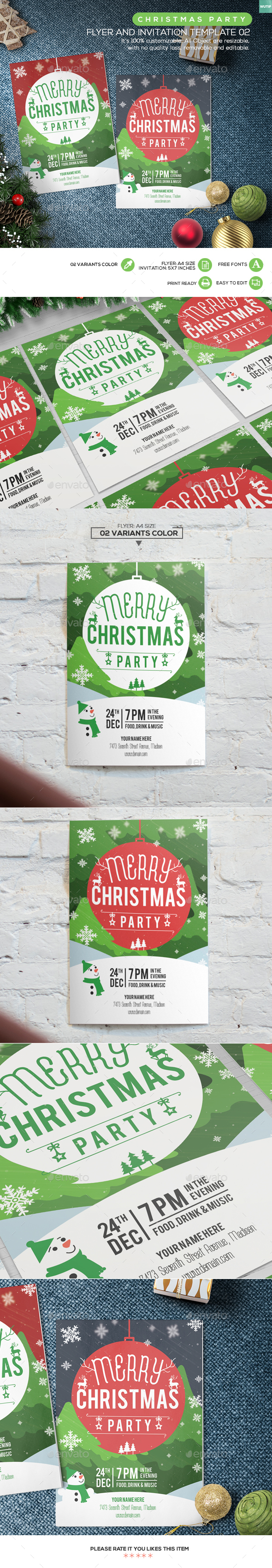 Christmas Party Flyer and Invitation Template 02