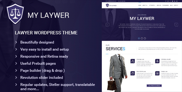 MyLawyer - Lawyer Attorney WordPress Theme