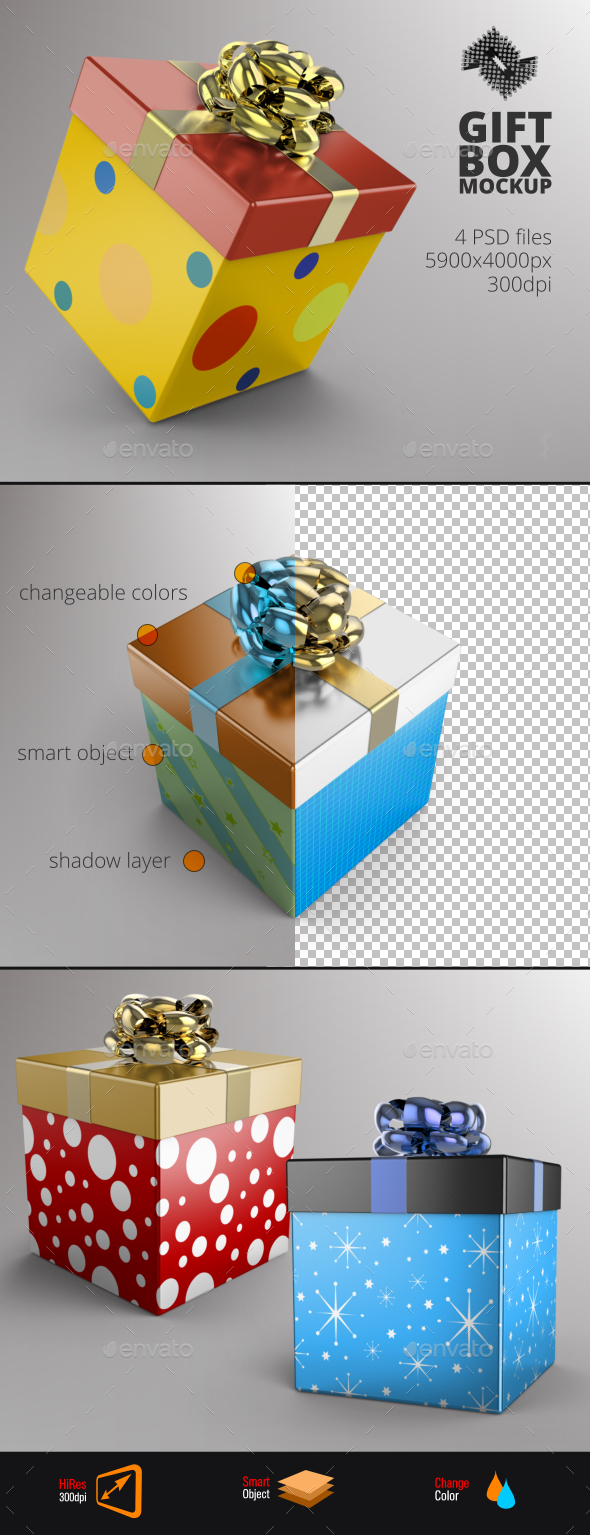 Square Gift Box Mockup