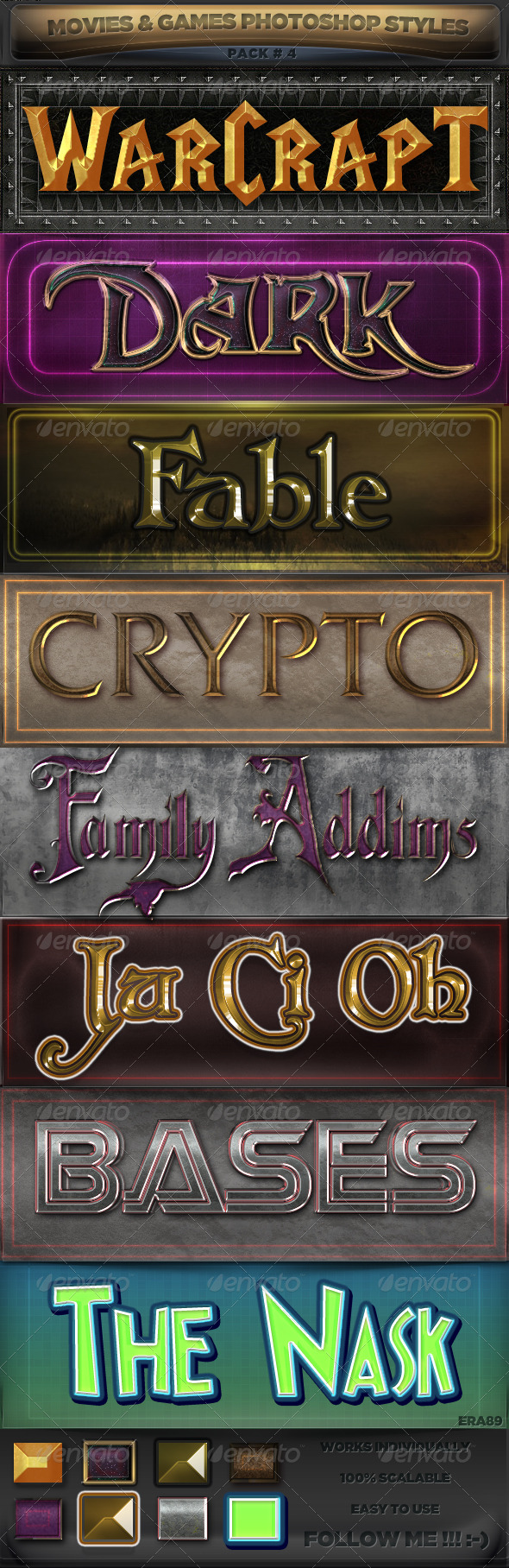 Movies & Games Styles Pack 4 - Text Effects Styles