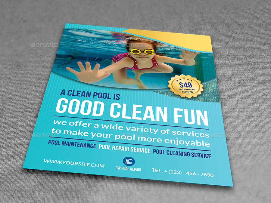 Swimming Pool Cleaning Service Flyer Template by OWPictures GraphicRiver