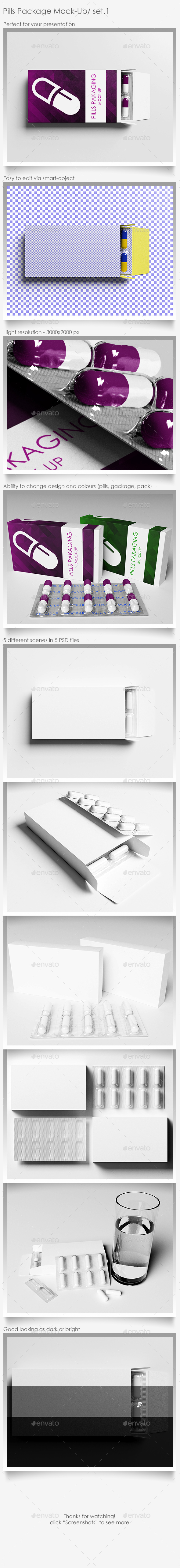 Pills Package Mock-Up. Set.1