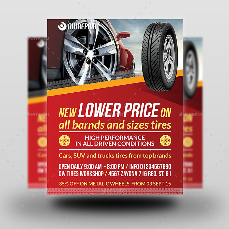 Tires Flyer Template By Owpictures Graphicriver