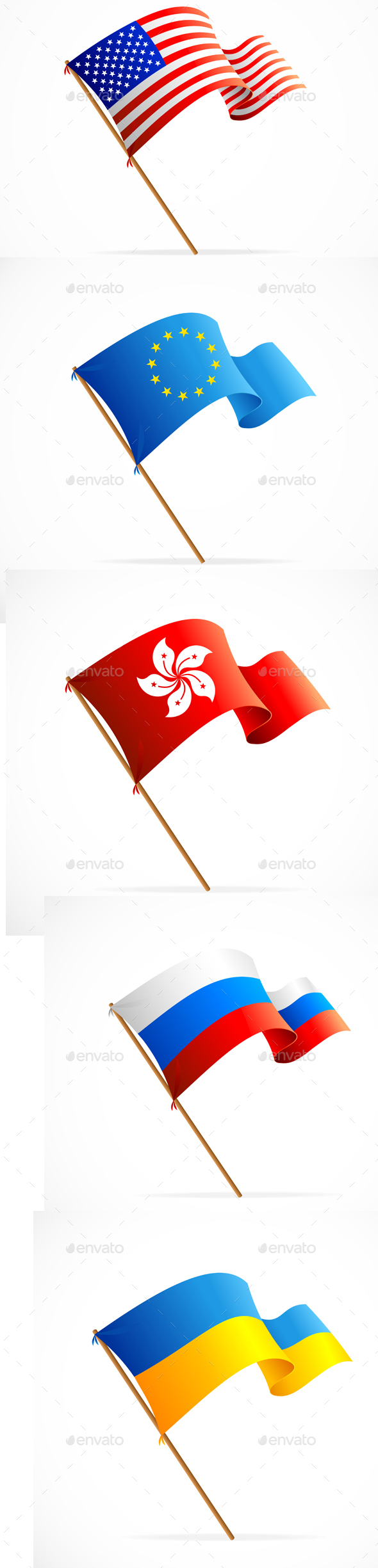 Waving Flag Set. Vector