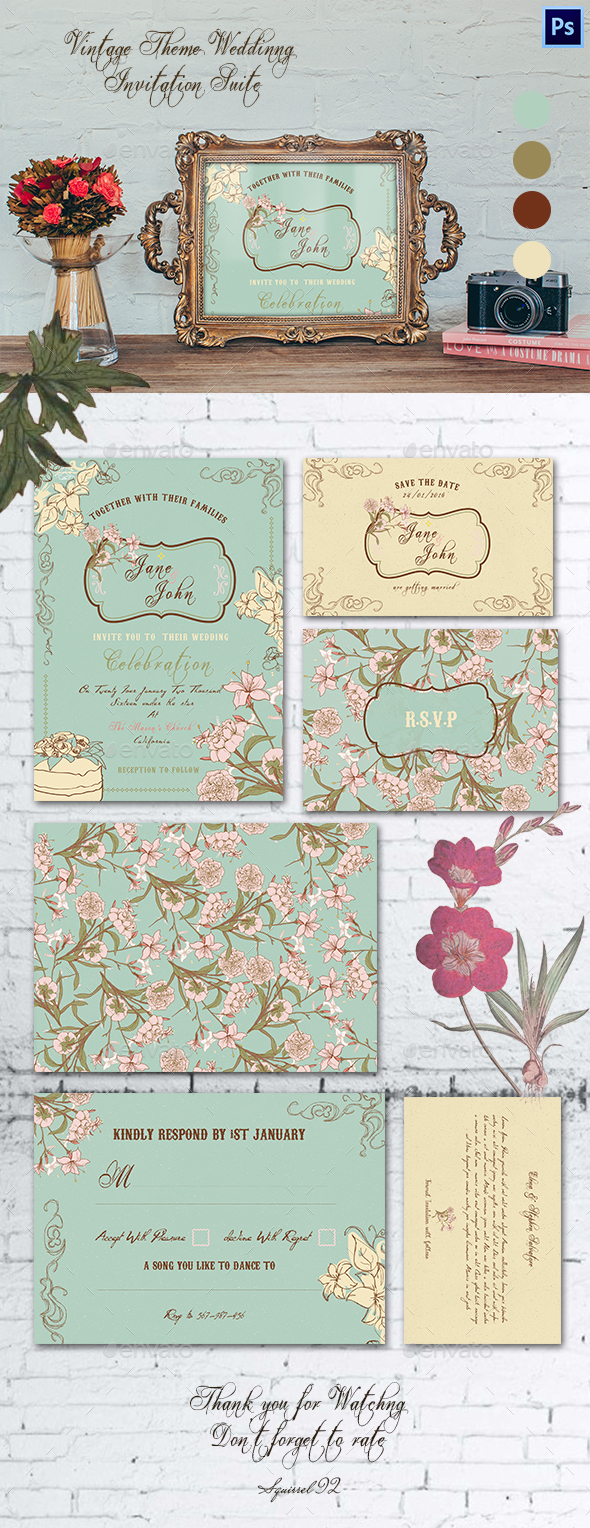 Vintage Theme Wedding Invitation Suite