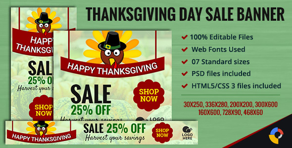 GWD - Thanksgiving Day - Sale Ad Banners - 7 Sizes
